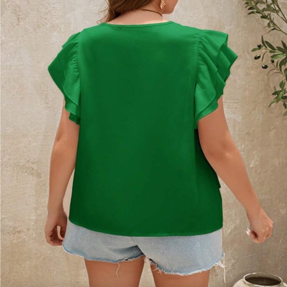 BellanBlue Green Ruffle Sleeve Blouse - Picture 6 of 8